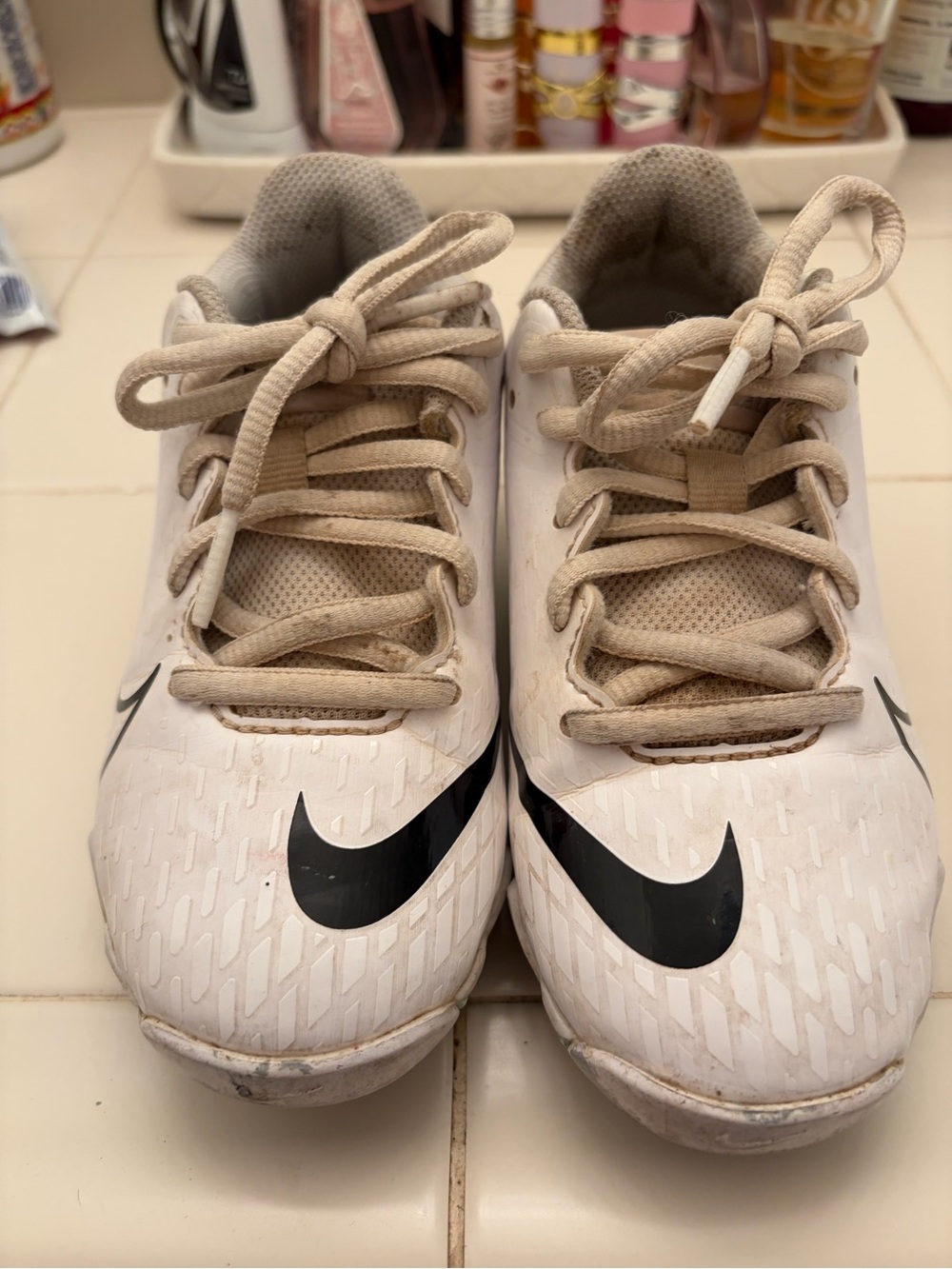 Nike Kids White Sneakers with Black Swoosh
